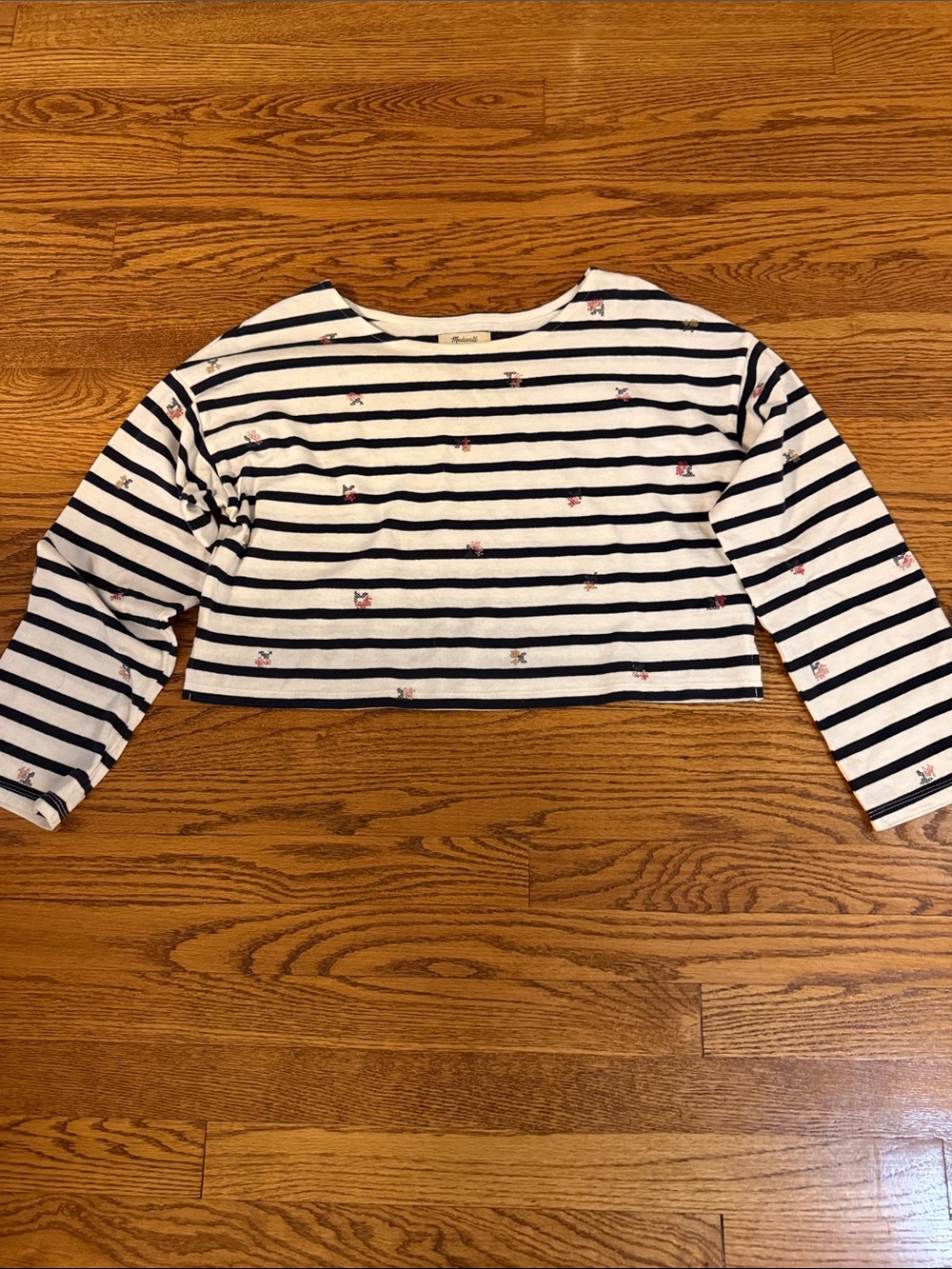 Striped Navy & White Cropped Long-Sleeve Top  by Madewell